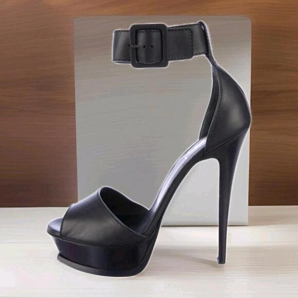 Yves Saint Laurent Platform Black Sandals Size 36.5/US 6.5 Heels - Picture 2 of 14